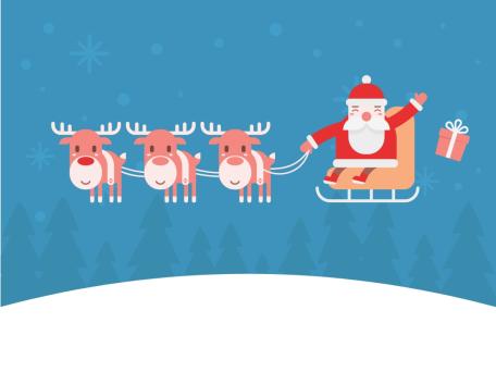 Illustration eines Weihnachtsmannes mit Rentieren