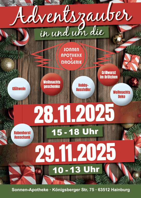 Flyer Adventszauber in und um die Sonnenapotheke